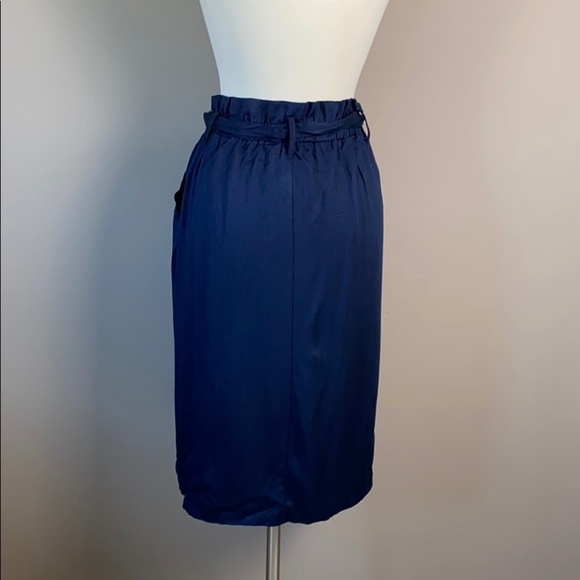 Royal & Reese Boutique Paper Bag Waist Skirt Faux Button-Up Preppy Navy Large - Picture 3 of 8